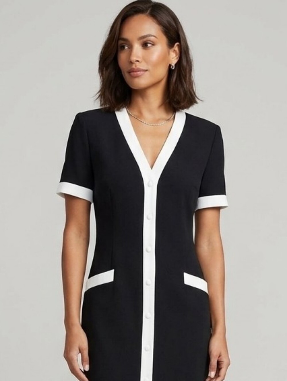 Vintage 80s Lois Snyder Dani Max Colorblock Dress Black White Size 14